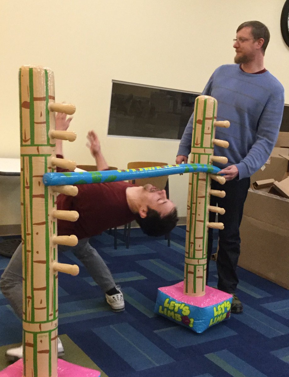 MissoulaPC's tweet photo. @FredLiberatori and team squaring off in Missoula ART Olympics. Winner gets WOW bucks and bragging rights!#TechCareTweets #AdvancedResolutionTeam #limbo #BigBuckHunter https://t.co/dR4JXb7euJ