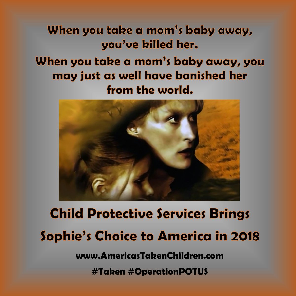 canagel007's tweet photo. Needless pain and great sorrow is being perpetrated on the American family.  The state takes children away from parents who've done nothing wrong, many falsely accused.  #NCCPR #OperationPOTUS #TAKEN @KSTPbrk @CBSNews https://t.co/F0sVuWzPBC
