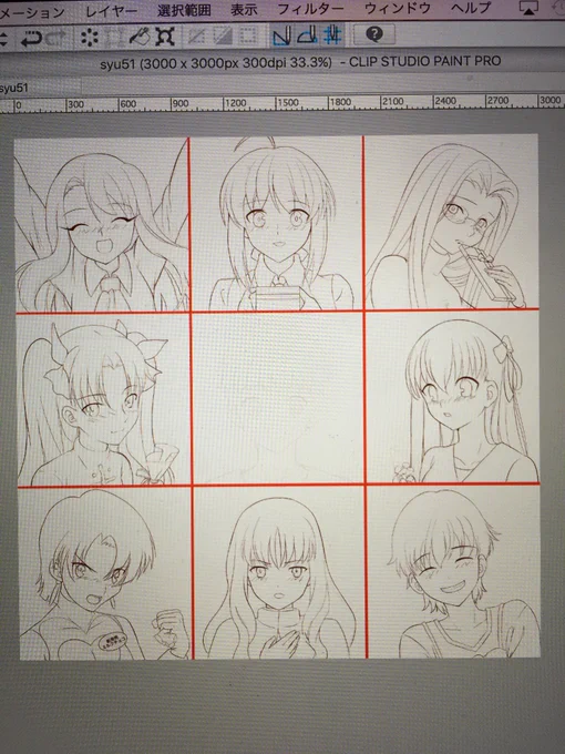 バレンタイン絵、まだ線画終わってない 