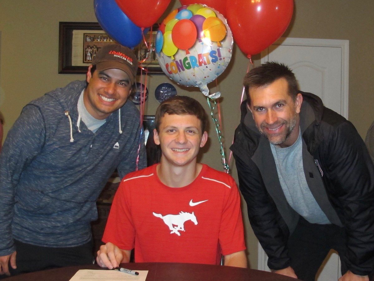 KathyLonestar's tweet photo. @LonestarSC family celebrating Kyle’s @SMUSoccerM commitment #WeAreLonestar #tenyearsofredandblack https://t.co/eub6eFjOCo