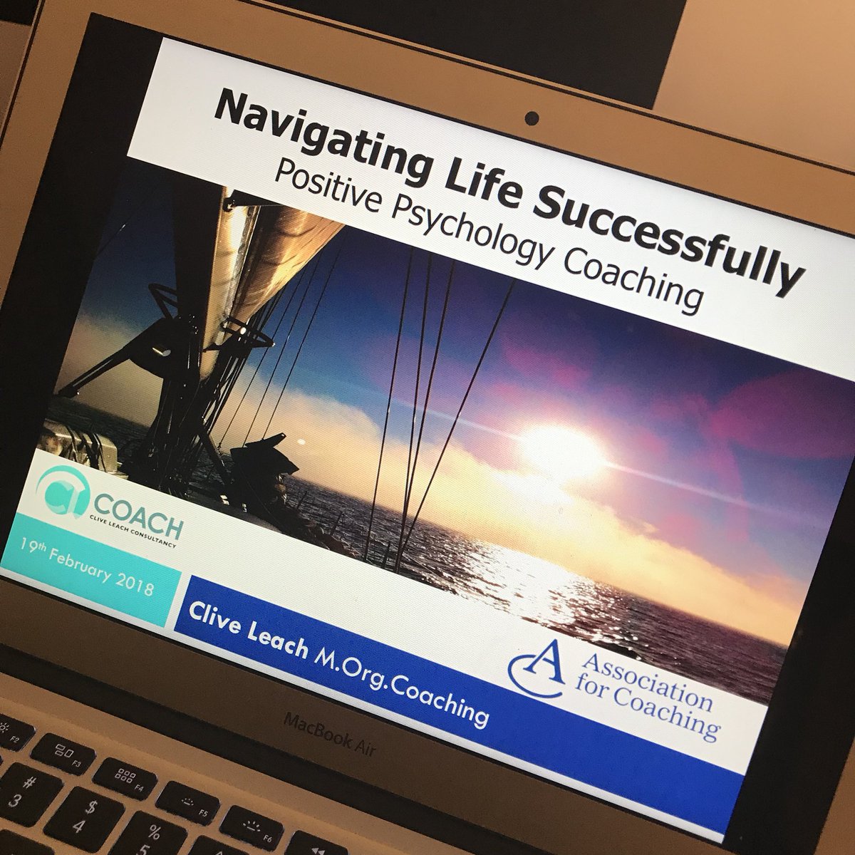 CliveLeachCoach's tweet photo. Looking forward to presenting for @ACoaching @regentsuni tomorrow evening on my voyage in #PositivePsychology #coaching #wellbeing https://t.co/GQ3SgzdRmY