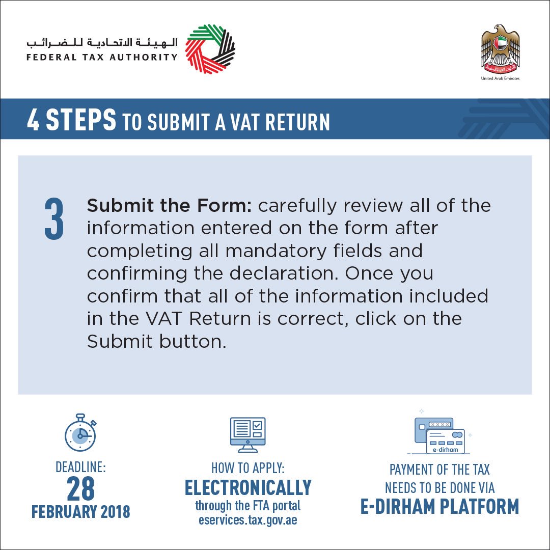 uaetax's tweet photo. Did you file VAT returns yet? #FilingReturnsIn4Steps #VATUAE https://t.co/CKifuS8EcW