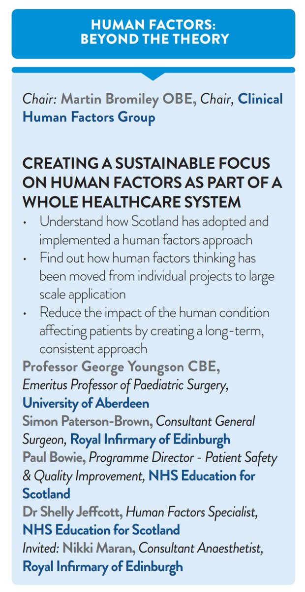HSJptsafety's tweet photo. Learn from Scotland's approach to embedding human factors in healthcare at the Patient Safety Congress with chair @MartinBromiley #nottobemissed https://t.co/hMek08PHW0