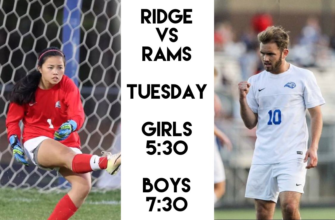 PRidge_AD's tweet image. Home soccer on Tuesday night. @GraysonHSSports will come over for soccer on Tuesday and for basketball on Thursday. #RidgevsRams @Ridgeathletics