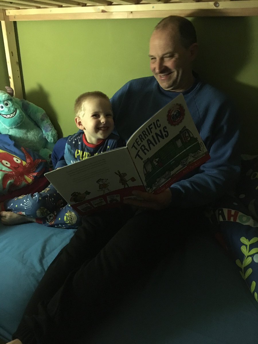 Daddy has been reading ‘Terrific Trains’ from nursery. Both Hadley and Daddy really love trains 🚂 🚊 #100bookchallenge <a href="/monteneynursery/">Monteney Nursery</a>