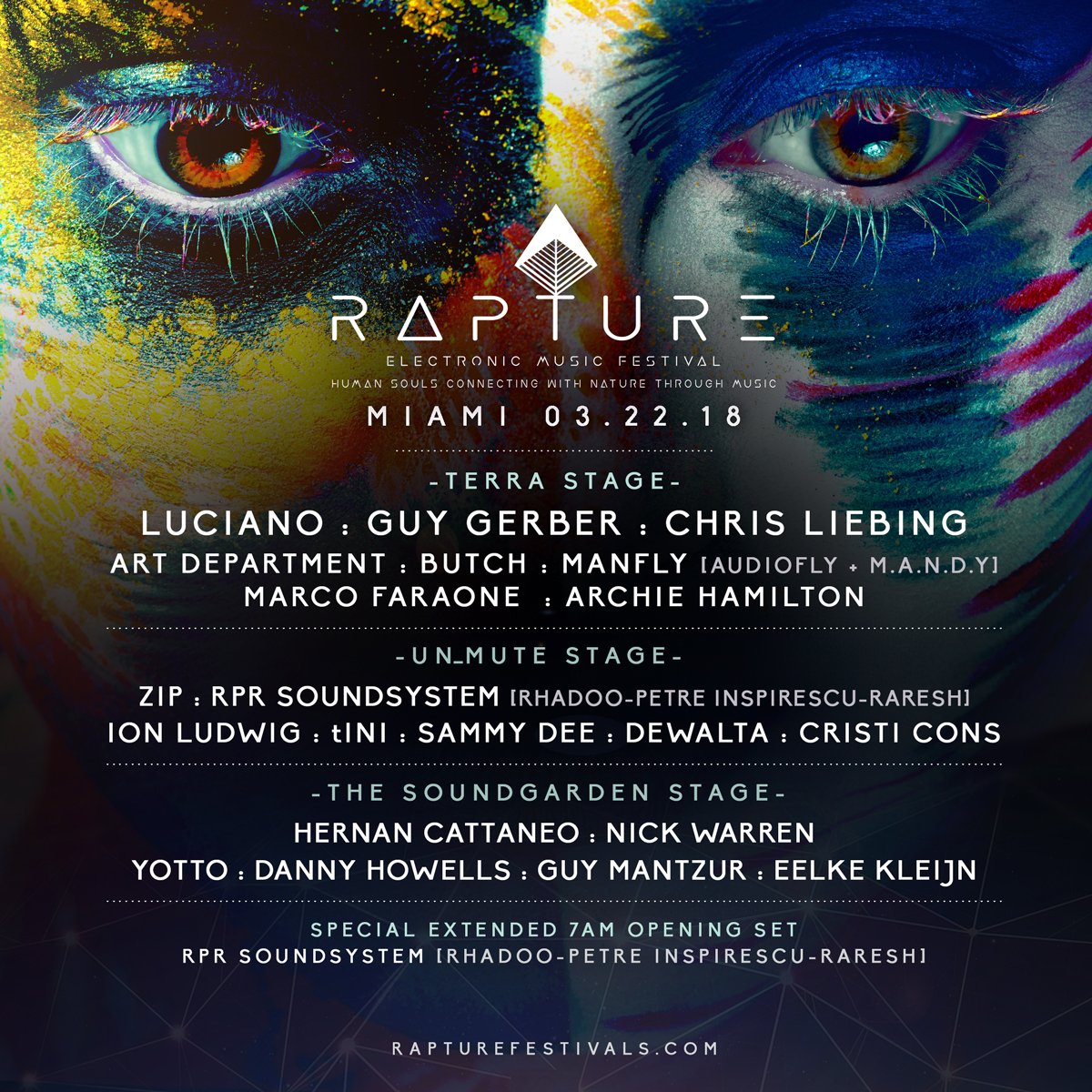 rapturefests's tweet photo. Connect with nature through music this March with @lucianocadenza @GuyGerber &amp; @ChrisLiebing along with @ARTDEPTMUSIC @cometobutch @MarcoFaraone #RPRSoundsystem @tINItweed @cattaneo_hernan @DJNickWarren @yottomusic @Danny_Howells @guymantzur &amp; more! https://t.co/g8LJni1MV8 https://t.co/36P1l6FxGG