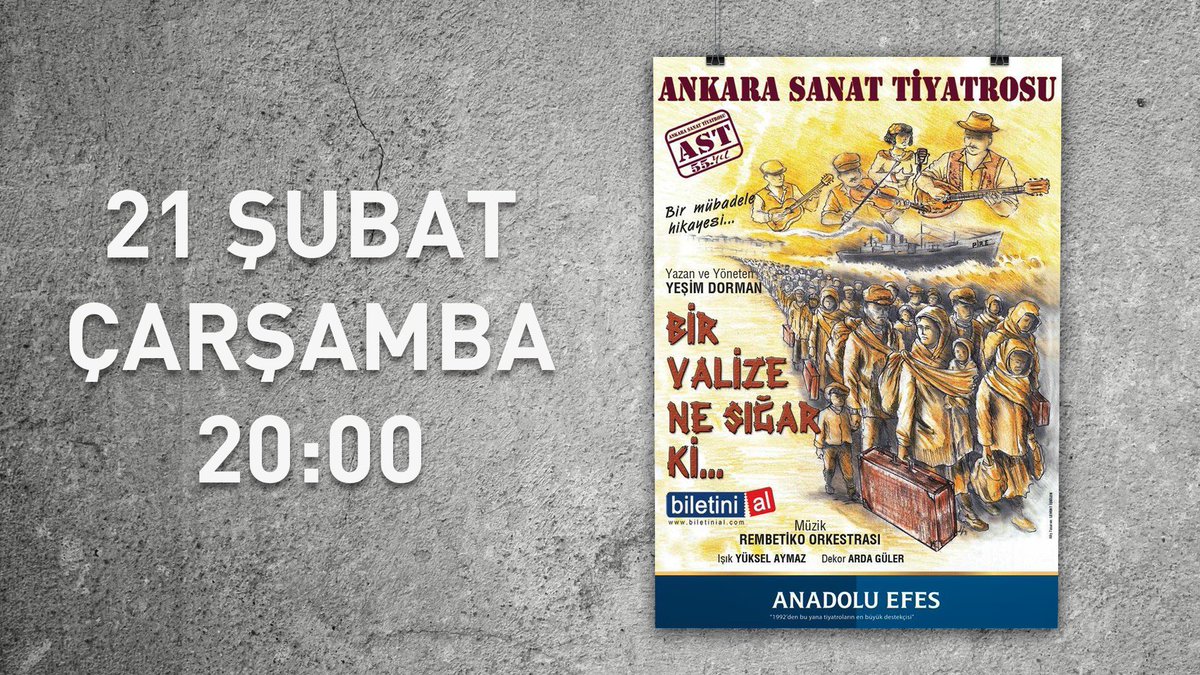 "Bir Valize Ne Sığar Ki"; 
Şubat ayının son gösterimi ile 
21 Şubat Çarşamba 20:00'de AST'ta! 

🎟 Biletler: biletinial.com/tiyatro/bir-va…