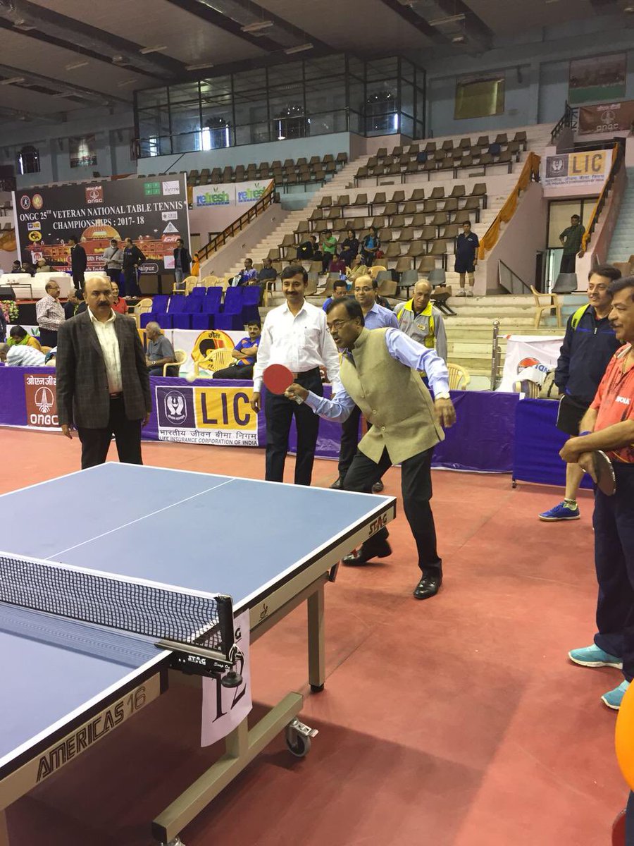 RsscSports's tweet photo. Additional Chief Secretary-Sports, Government of Rajasthan &amp; Chairman, Rajasthan State Sports Council Shri JC Mohanty Sir visited Veteran National Table Tennis championship at Sawai Man Singh Indoor Stadium, Jaipur. https://t.co/OvQAR5u31W