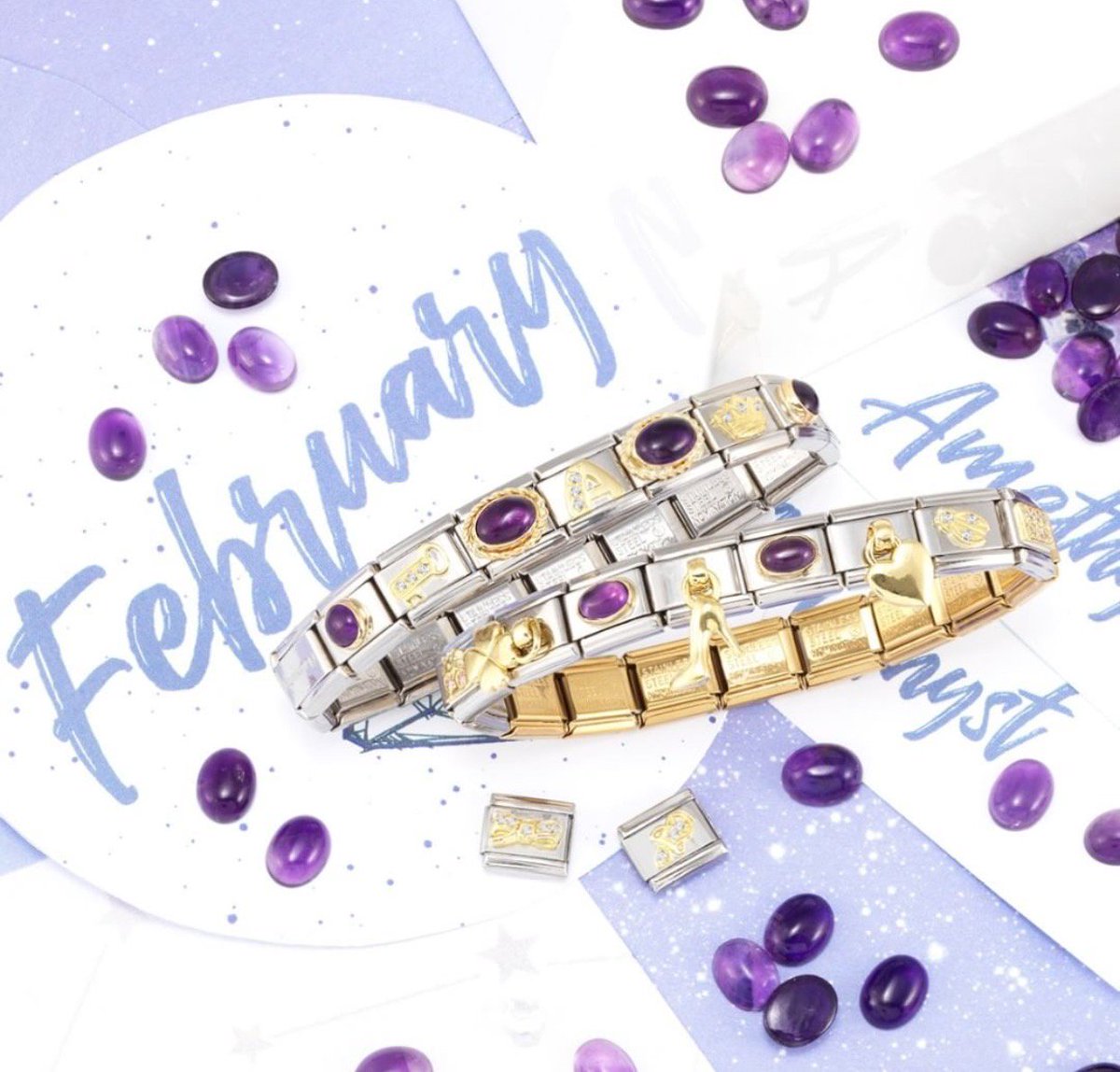 For all you lucky people born in February, your birthstone is Amethyst! #happybirthday #amethyst #nomination #italian #jewellery #style #gift 💜