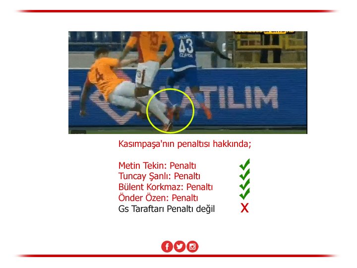 Diktatorlig's tweet photo. Kasımpaşa'nın penaltısı hakkında;

Metin Tekin: Penaltı
Tuncay Şanlı: Penaltı
Bülent Korkmaz: Penaltı
Önder Özen: Penaltı
Gs Taraftarı Penaltı değil https://t.co/e6rlhIAK2f