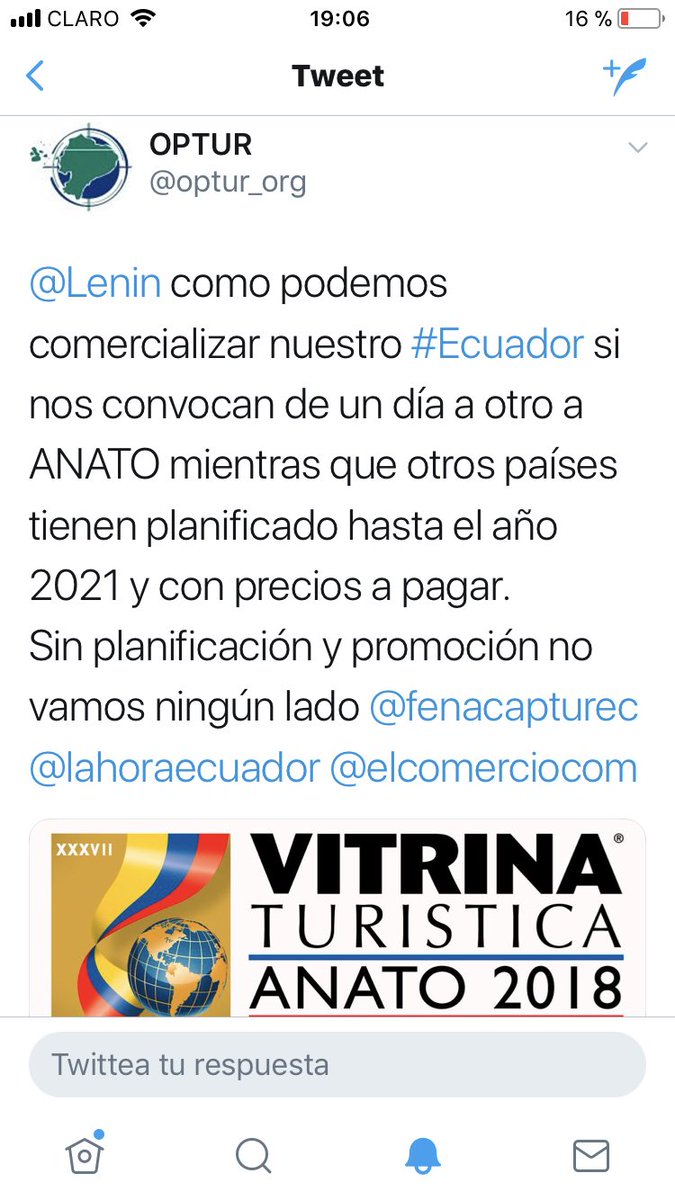 HMunetonZ's tweet photo. Srs. Mintur ,Parece q hay problemas?
La denuncia de OPTUR requiere respuestas ?
La feria de turismo?
Tame 50,000,000 más sin saber los causantes de la quiebra?
Cuando reunión con Fenacaptur?
INFORMALIDAD Que se ha hecho,ustedes estaban hablando?@patoedg @optur_org @captureloro https://t.co/lXgkxNnX93