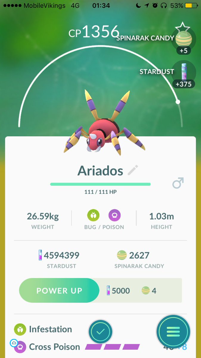Jeroen026PoGo's tweet image. Wohoo level 29 Hundo Ariados in the center of our town. 😁

#PokemonGo #ポケモンGO #ariados #hundo #gent #belgium