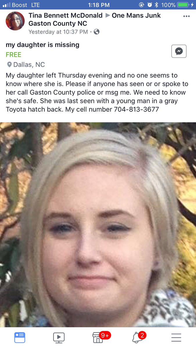 If anyone knows anything please get in touch with her family.