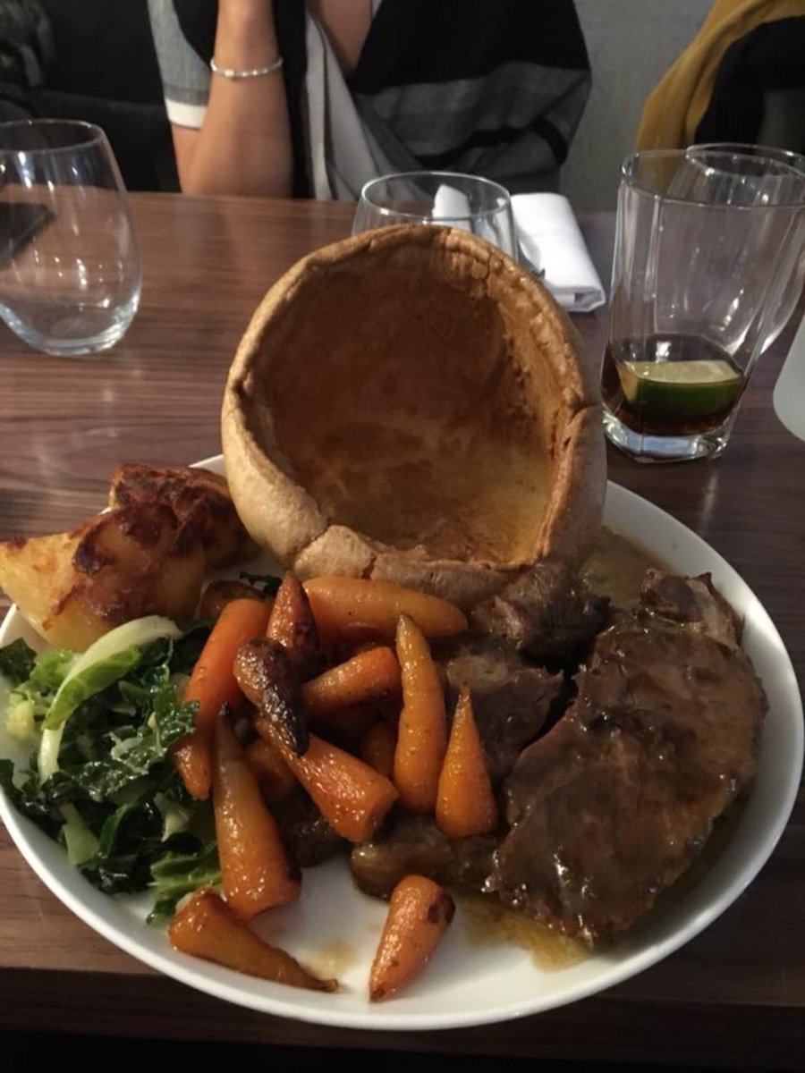 sarahwinwright's tweet photo. Best roast dinner ever @mckgrill I would travel there every Sunday to eat that 😍😍@Megan_Mckenna_ https://t.co/k5aJKIWdvy