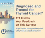 DIAGNOSED &amp; TREATED FOR #THYROIDCANCER? Please take this survey: ow.ly/xOSm30i5YuW by tomorrow. The ATA is collecting information from patients about their experience with thyroid cancer to better inform medical providers.