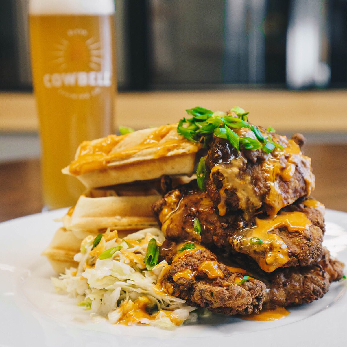 CowbellBrewing's tweet photo. Our new #menu includes some enticing additions! Chicken &amp; Waffles, Seasonal Salad, Kettle Chip Nachos &amp; Farmer's Platter. #newmenu #foodie #goodeats #NomNom #CowbellKitchen #BlythON #MoreCowbell https://t.co/olYqOWLCNS