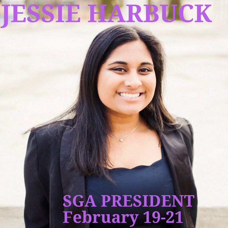 If you didn’t already know, our very own Jessie Harbuck is running for SGA President!!! Polls open tomorrow so make sure you vote for our girl!!! 👍#SayYesToJess