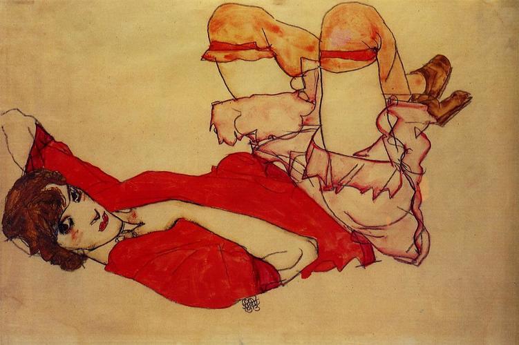 Wally with a Red Blouse #expressionism #schiele