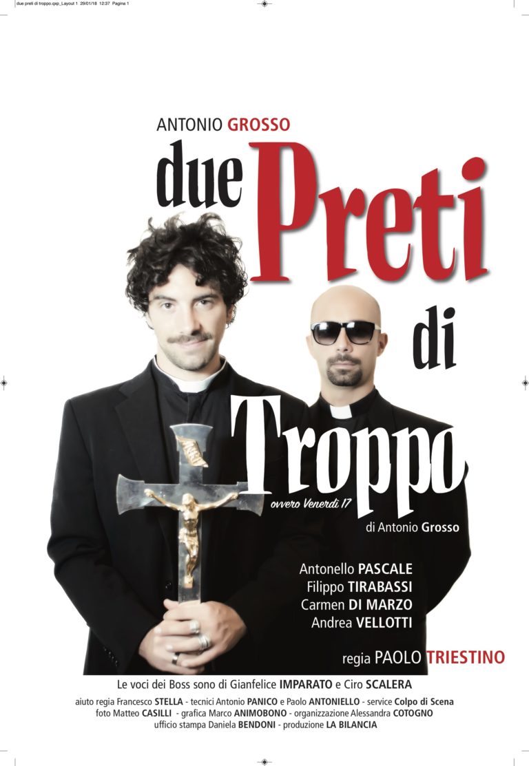 #Teatro MARCONI - DUE PRETI DI TROPPO di Antonio Grosso Regia Paolo Triestino, con Antonio Grosso, Antonello Pascale, Andrea Vellotti, Carmen di Marzo, Filippo Tirabassi, Ariele Vincenti- <a href="/TeatroMarconi/">Teatro Marconi</a> ilfoyer.net/2018/02/18/tea…
 #2018 #AndreaVellotti #AntonelloPascale