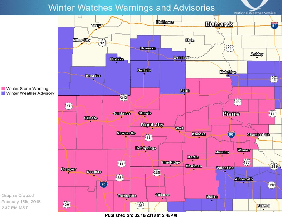 NWS Rapid City on Twitter "Winter storm warnings and advisories are in