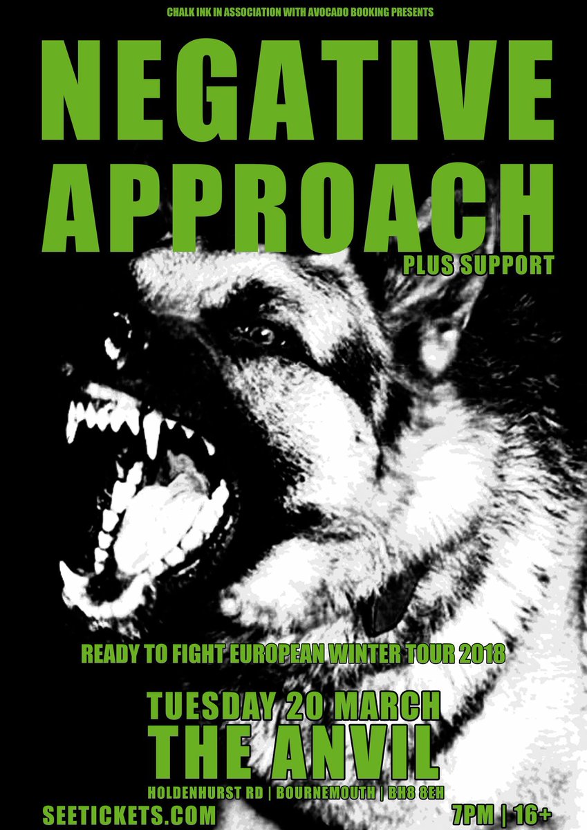 domchalk's tweet image. One for the hardcore punks.
#NegativeApproach are coming to Bournemouth.
On sale now. Spread the word!
