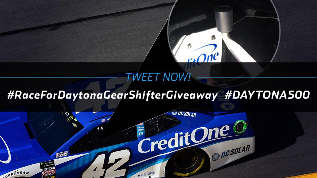 Gear up! The first 500 entrants to tweet these hashtags could win <a href="/KyleLarsonRacin/">Kyle Larson</a>’s shifter from the #DAYTONA500! NPN. Ends 2/18. Rules: nas.cr/2oagJDB
