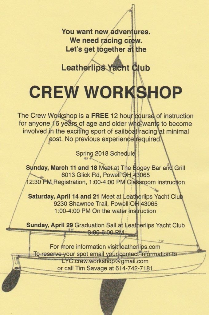 Looking to to get involved in sailboat racing? Join our FREE crew workshop and get on the water this season!