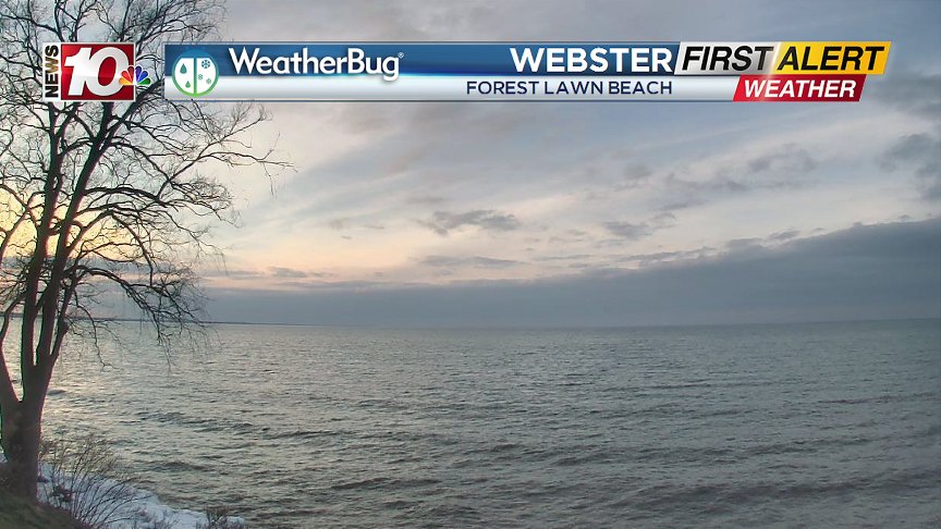 RobertSpetaWX's tweet photo. Not a bad looking sunset at all over Lake Ontario tonight, record breaking temperatures and the warmest air since October in the forecast! #News10NBC #finally #thegroundhogwaswrong! https://t.co/FD402XEWC8