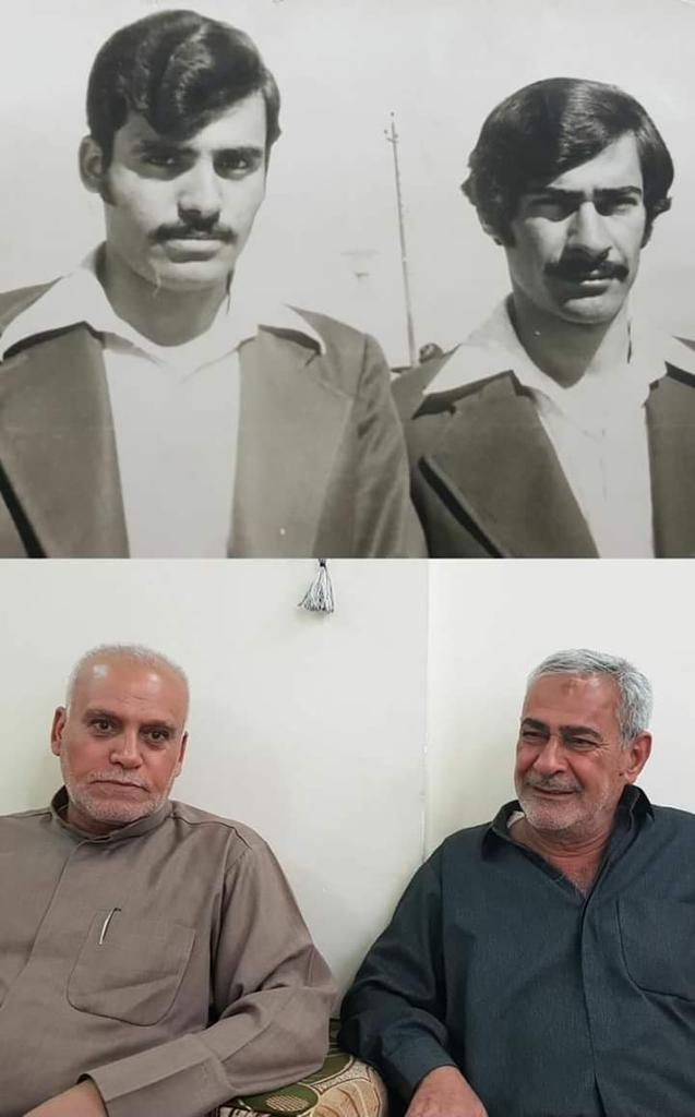 #صورتان لصديقين الفرق بينهما 42 سنة على اليمين الأستاذ عبدالامام يونس وعلى اليسار   الأستاذ عبدالهادي عباس الصورة الاولى سنة 1976 والثانيه 2018 ما اجمل الصداقه التى تمتد طلية هذه العقود #