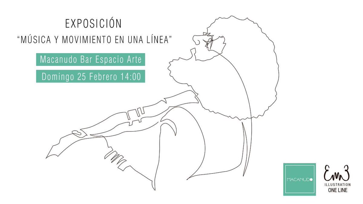 Cultura_MDRD's tweet photo. Exposición "Música y Movimiento en una línea" de Becky Quesada el próximo domingo día 25 a las 14h en el @macanudocba Bar Espacio de Arte #Madrid Estamos seguros de que os gustará... nos la recomienda un buen amigo!!! #nodejesdeir #expo https://t.co/w6whaltDVe