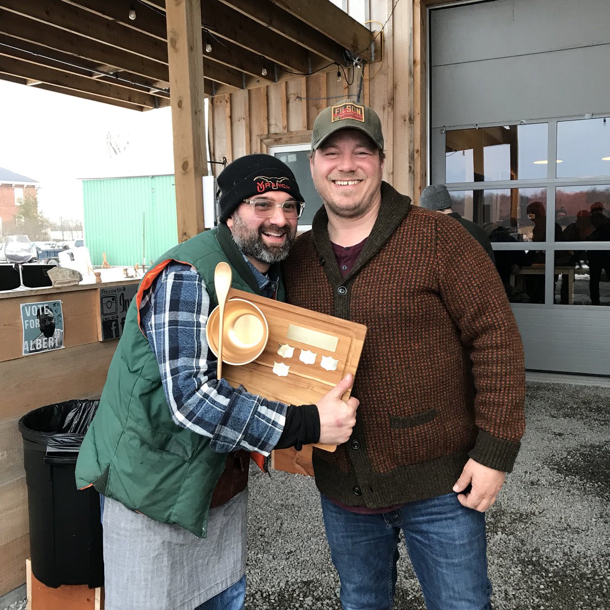 hinterlandwine's tweet photo. ...And the winner is... @AlbertPonzo chefalbertponzo ! Chef & 2 time #hinterlude champion @NeilDowsonPEC lost by 1 vote. #princeedwardcounty https://t.co/RF01TVQwOJ