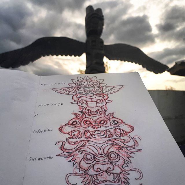 _GonzaRodriguez's tweet photo. Boceto de tótem de animales mitológicos, trabajo en conjunto con mi sobrinito de 7 años. 😁 #DeFerias #DeVaciones https://t.co/XF0ujoW0fo https://t.co/9GQYZZeDMY