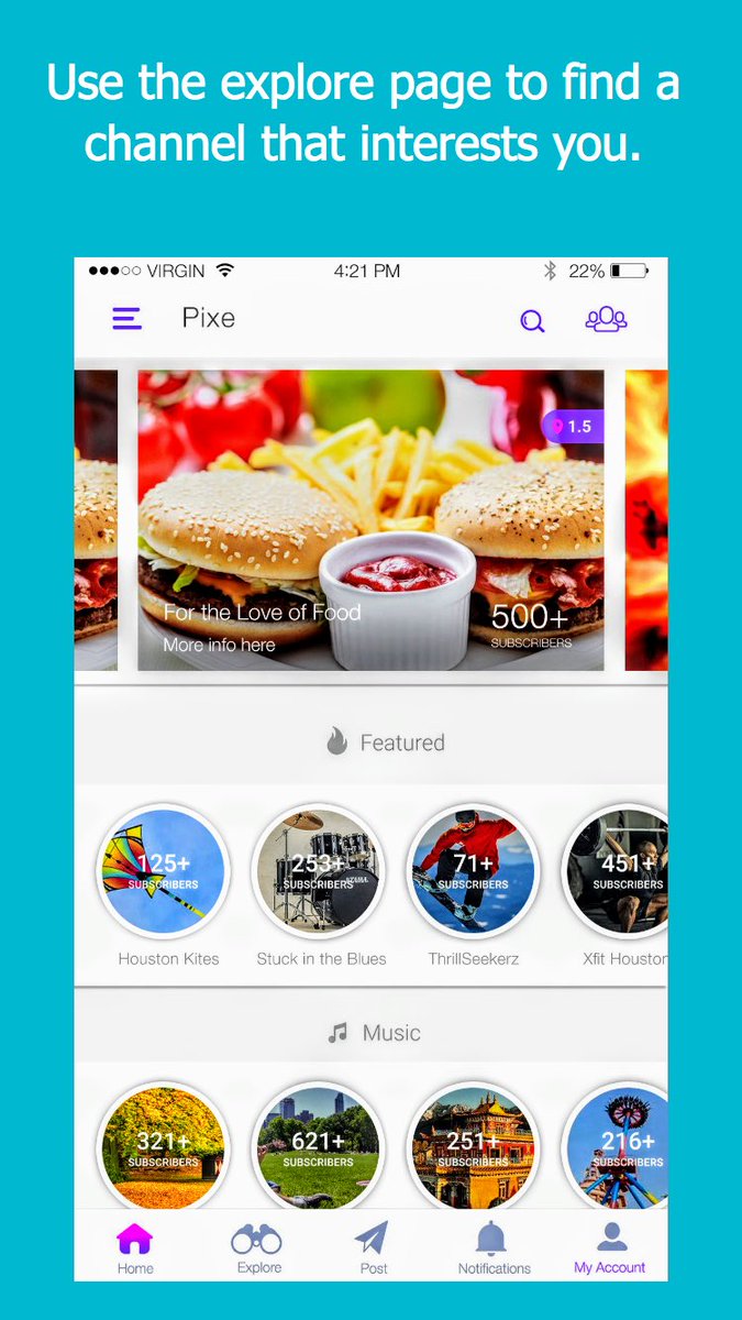 Pixeapp's tweet image. On Pixe you can create and subscribe to groups. Each group has members (users that can post) and subscribers (users that can like and comment). These groups are called Channels!