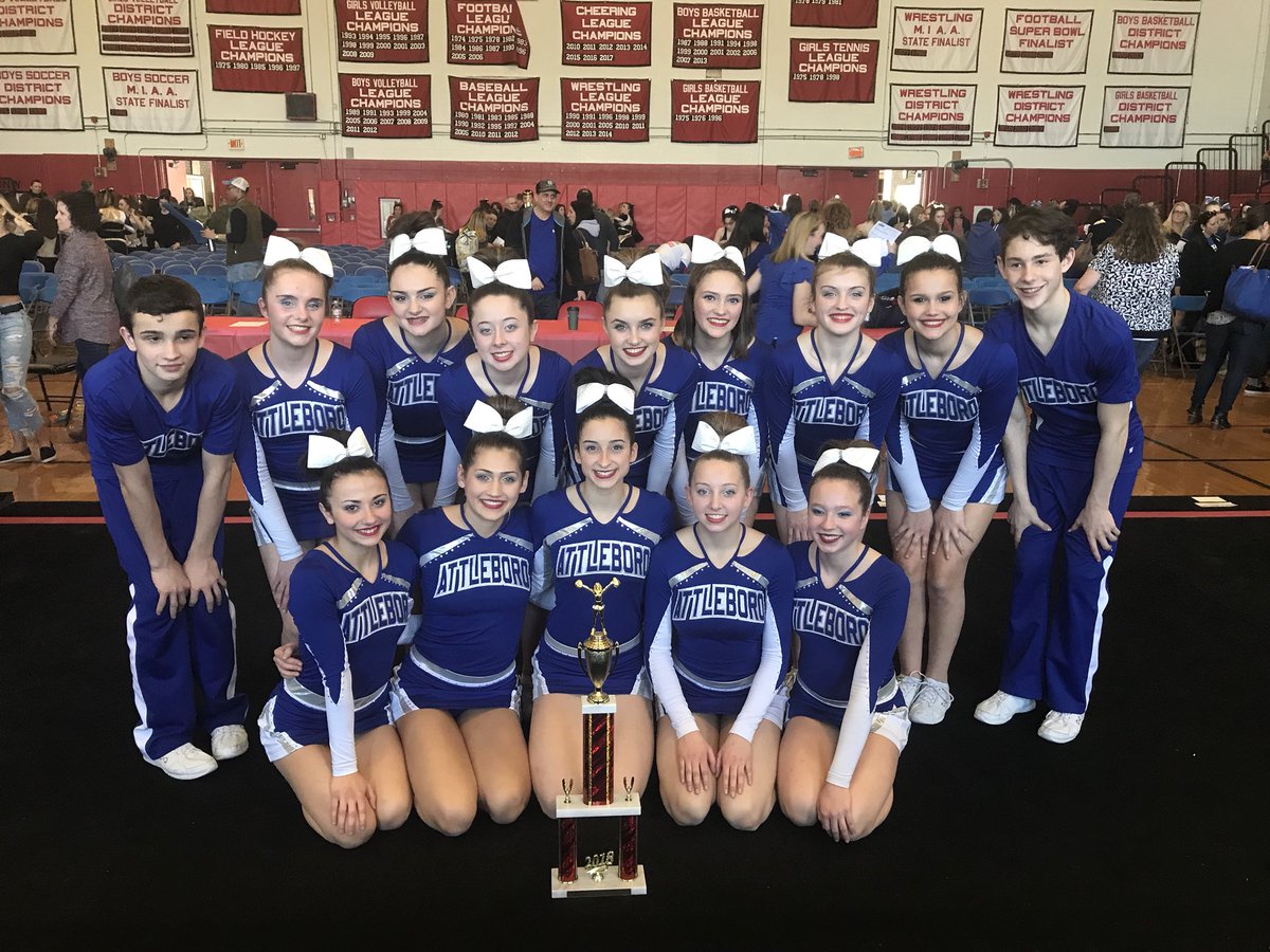 AttleboroCheer's tweet image. 1st place and grand champs for varsity today at Milford! So proud of you guys and all the work that has been put into the routine! Keep it up💙 #luckydime #practicemakesbetter