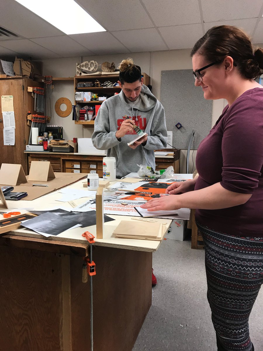 vacsxu's tweet photo. Photo 2 students working on their Pictogram projects where they take an image that they have photographed and stain them into a wooden slab
#photo #photography #sxuart #artsxu https://t.co/O9E5A75APf