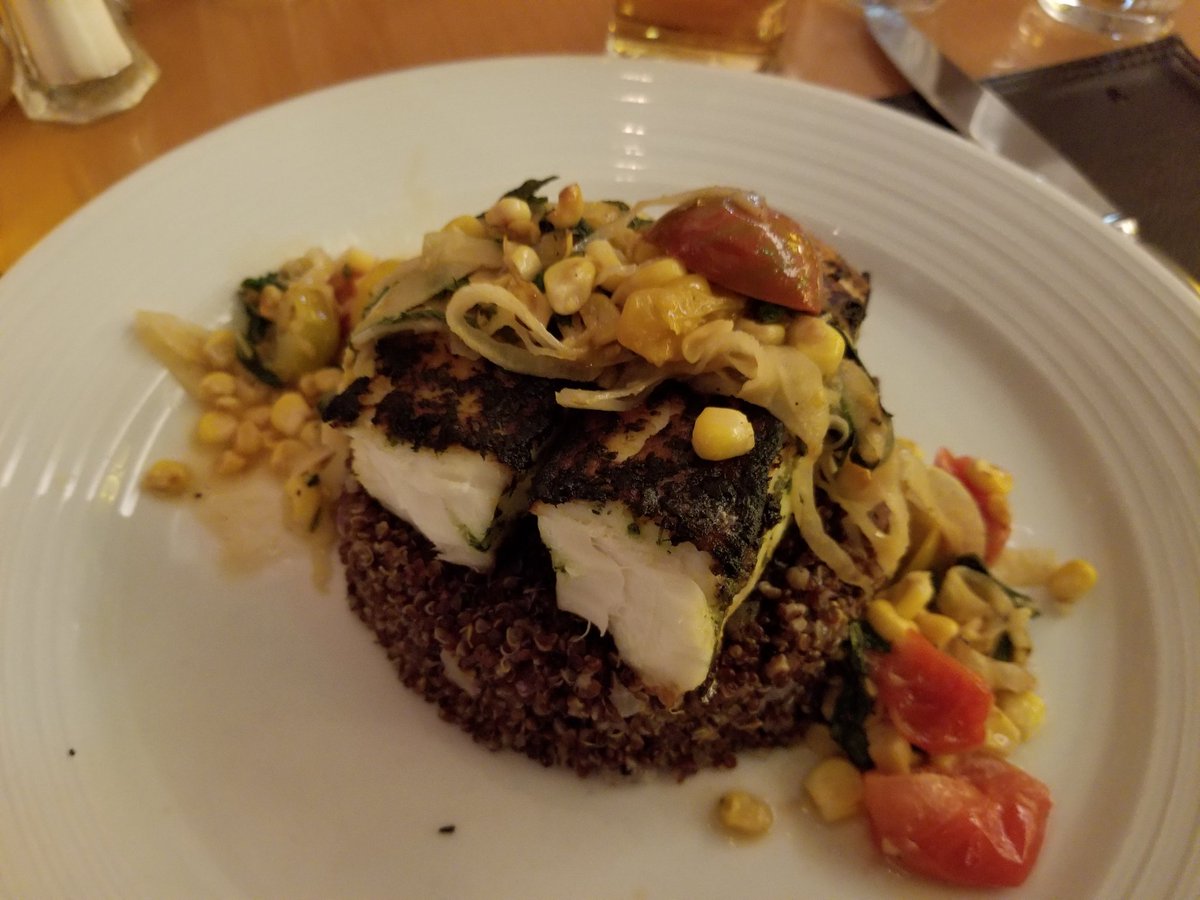 taherfdschools's tweet image. Blackened Halibut w/ Red Quinoa #catersource2018 #americanocafe