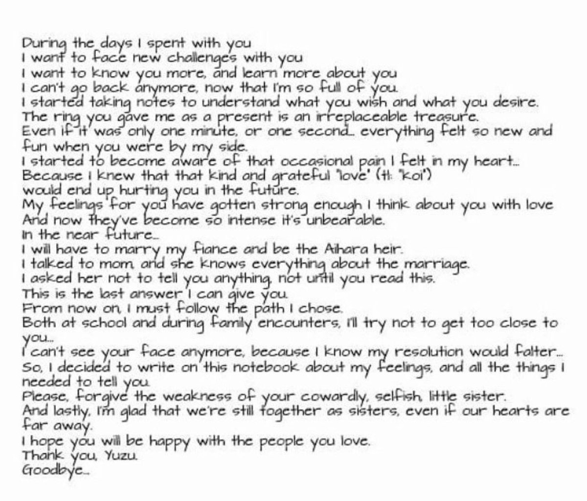bei318's tweet photo. Mei's letter to Yuzu. Better translation means more painful. #citrus #chapter36 #citruschapter36 #yuzu #mei https://t.co/Cbv0p2PoJo