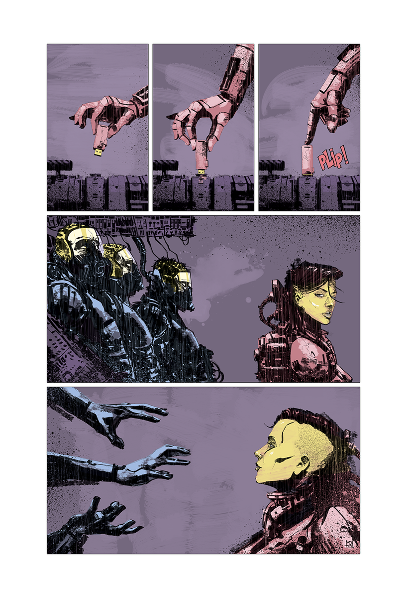 mpommella's tweet image. Totally missed #sequentialsaturday, so here it is - Distant Argos page 6. #binarynoise #comics #MakeComics