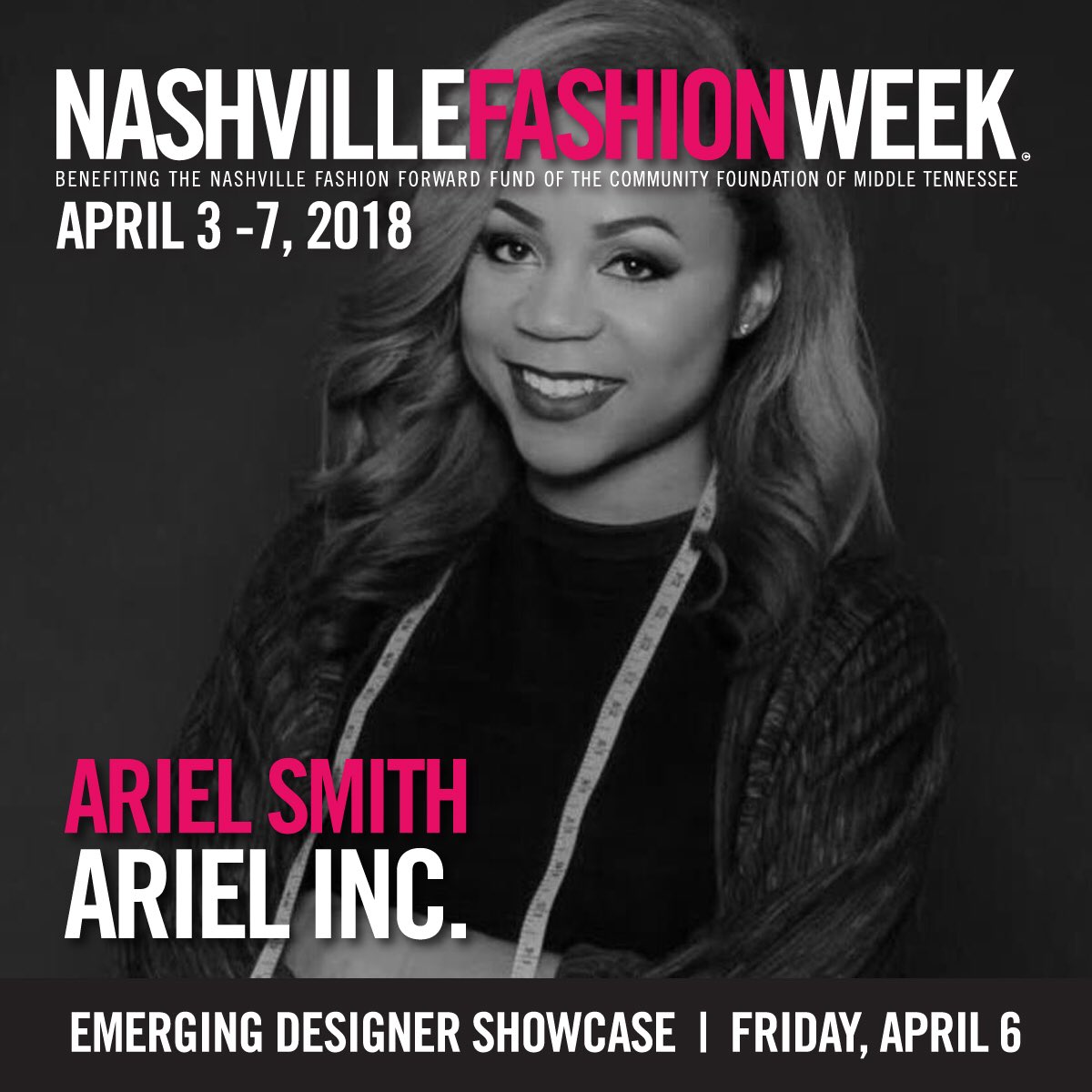 NashFashWeek's tweet photo. EMERGING DESIGNER: @ArielIncDesigns “[I’m] super excited to be part of a wonderful line up of designers from Nashville! #whyNFW” 👉👉 Tickets at https://t.co/c2qmF2Id2u   
Don’t miss it! https://t.co/LnIQiXdMkS