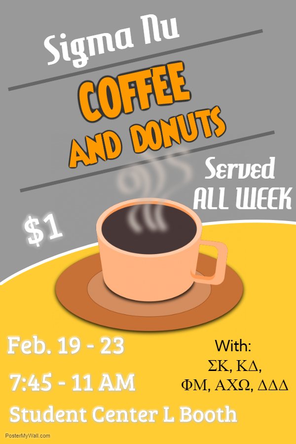 Come out and get coffee and donuts this week for $1 at the Student Center L booth! All proceeds will go towards a gofundme campaign that provides relief and financial support to the victims and families of the Florida school shooting.