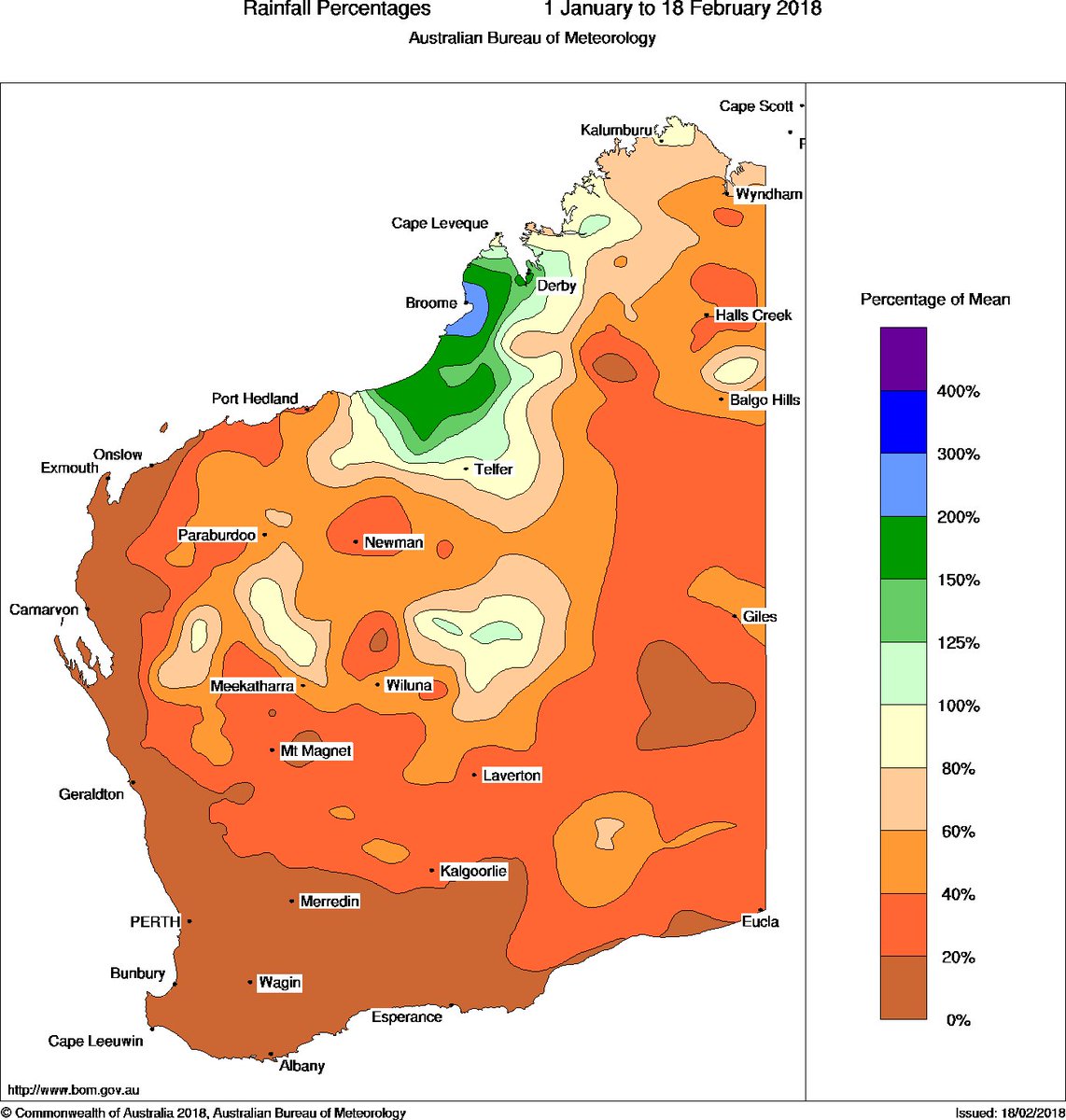 BOM_WA's tweet photo. This chart gives some idea of just how wet it's been in the #Kimberley this year. Some places have already exceeded their annual rainfall, and are well on the way to their wettest year ever. https://t.co/cBVfBGrVuT #WetSeason https://t.co/jC4VxuDHl4