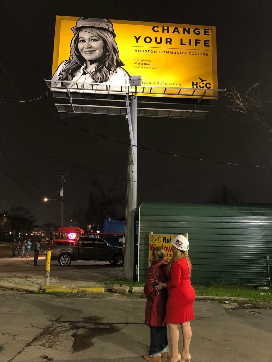 Cesar Maldonado (@hccchan) on Twitter photo @HCCDistrict grad, <a href="/GoldmanSachs/">Goldman Sachs</a> alum and <a href="/NationWasteInc/">Nation Waste Inc.</a> CEO Maria Rios, her mother and the billboard highlighting her #SuccessStory! What a great shot! #WeAreHCC @HCCDistrict grad, <a href="/GoldmanSachs/">Goldman Sachs</a> alum and <a href="/NationWasteInc/">Nation Waste Inc.</a> CEO Maria Rios, her mother and the billboard highlighting her #SuccessStory! What a great shot! #WeAreHCC