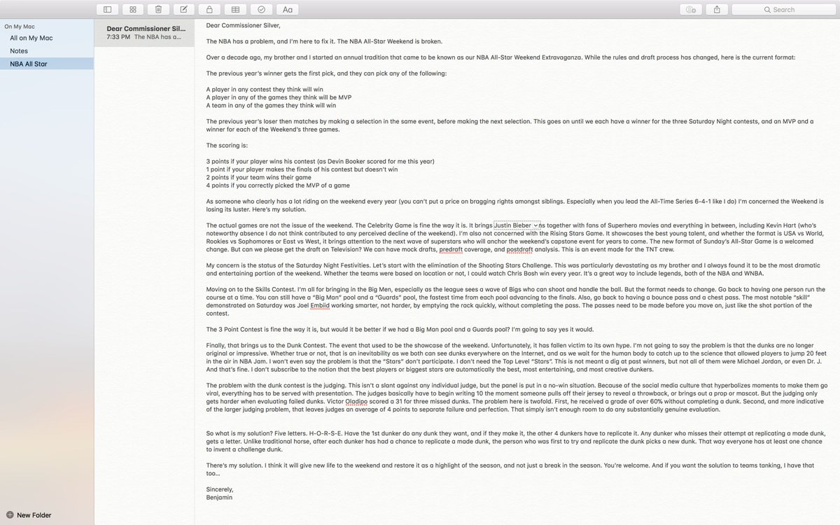 If anyone can get this to the <a href="/NBA/">NBA</a> commissioner (<a href="/Rachel__Nichols/">Rachel Nichols</a> <a href="/BillSimmons/">Bill Simmons</a>), I think it will help everyone. #NBAAllStar #televisethedraft