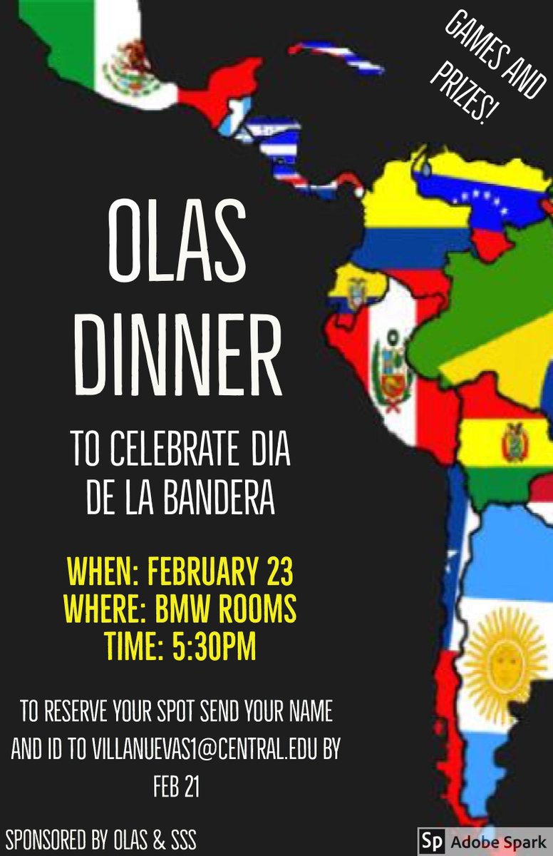 OLAS_central's tweet image. Come join us for our second dinner this Friday February 23rd!! To reserve your spot email your ID number and full name to villanuevas1@cental.edu