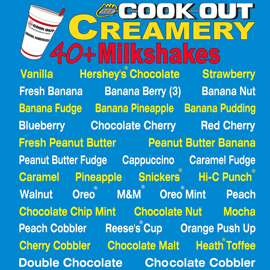 Cookout Milkshakes