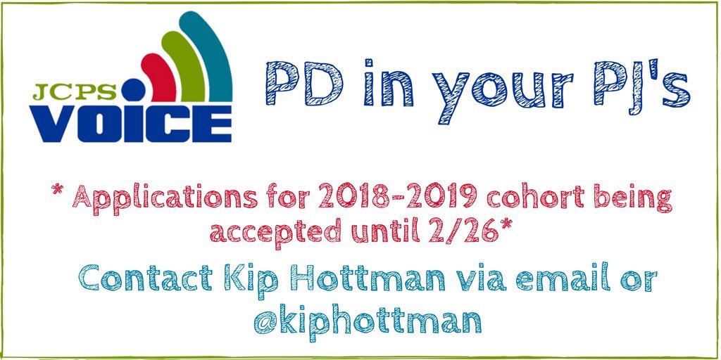 We are looking for new #JCPSVoice facilitators for the 2018-2019 school year. You’d play a part in helping expand virtual learning opportunities in <a href="/JCPSKY/">JCPS</a>. Apply here: docs.google.com/document/d/1Uk… #wearejcps #jcpsdl #jcpschat #ECET2Lou