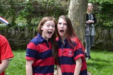 PBMellos's tweet photo. The mellophone section would like to take the take to wish a Happy Birthday to Renee(on the right). Renee is a litty graphic designer, and is always willing to take on the challenge of playing louder. She is a lover of dogs, cool tunes, and cool hair. Happy 21st, Renee! https://t.co/RJsyVMtVal