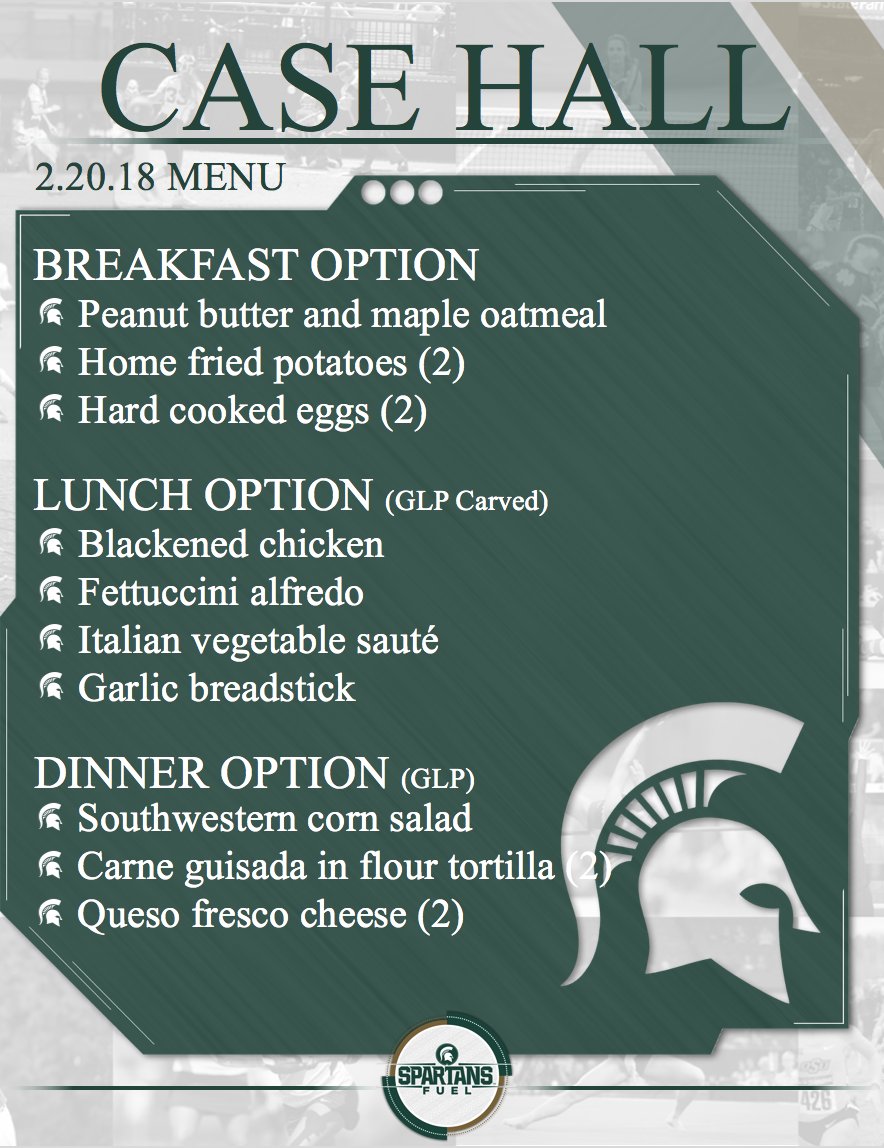 SpartansFuel's tweet photo. ⏰ to eat? Try one of these meal options at #CaseHall today. #SpartansFuel⛽️ https://t.co/3EYu3D3vex