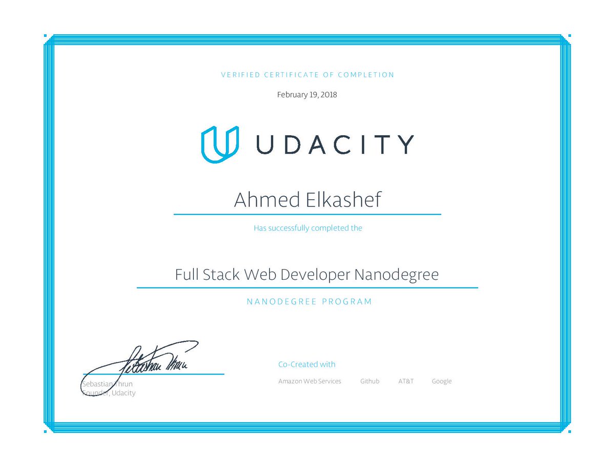 ahmedelkashev's tweet image. I am back after a year, a graduated FullStack Web Developer from #Udacity!
First goal of the year, Checked.
#365DaysOfCode #100DaysOfCode