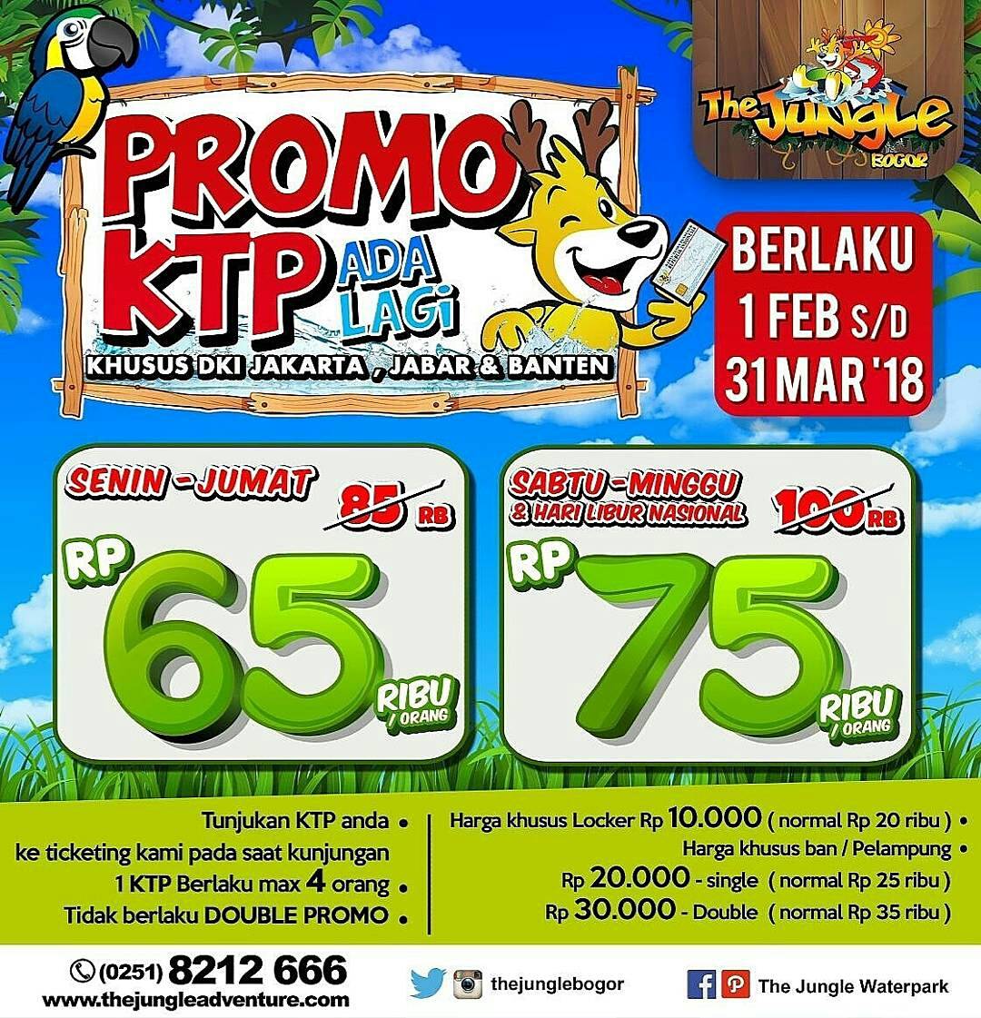 jeebatman's tweet photo. JJALAN-JALAN MAKIN HEMAT dengan promo KTP di @TheJungleBogor , simak gambarnya baik-baik yah
#thejunglewaterfun #thejunglebogor #bogor #depok #bekasi #jakarta  #tangerang #bandung #cibubur #promoktpadalagi #promoultah #promopelajar  #hemat #azazyn https://t.co/i1KyUSujAX